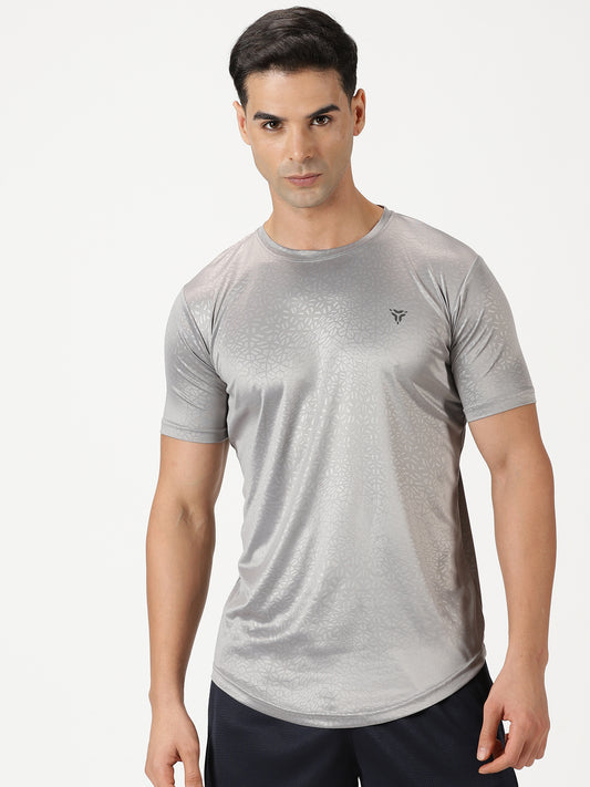 Abstract Embossed T-shirt - Light Grey