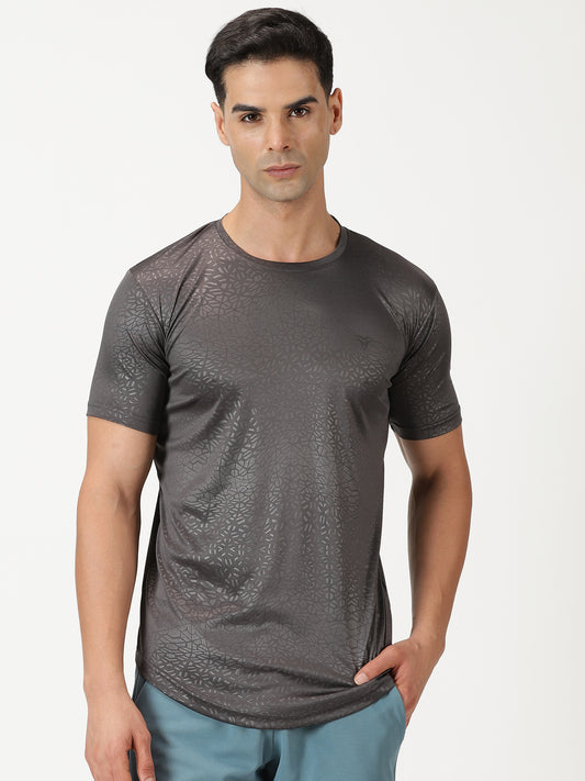 Abstract Embossed T-shirt - Dark Grey