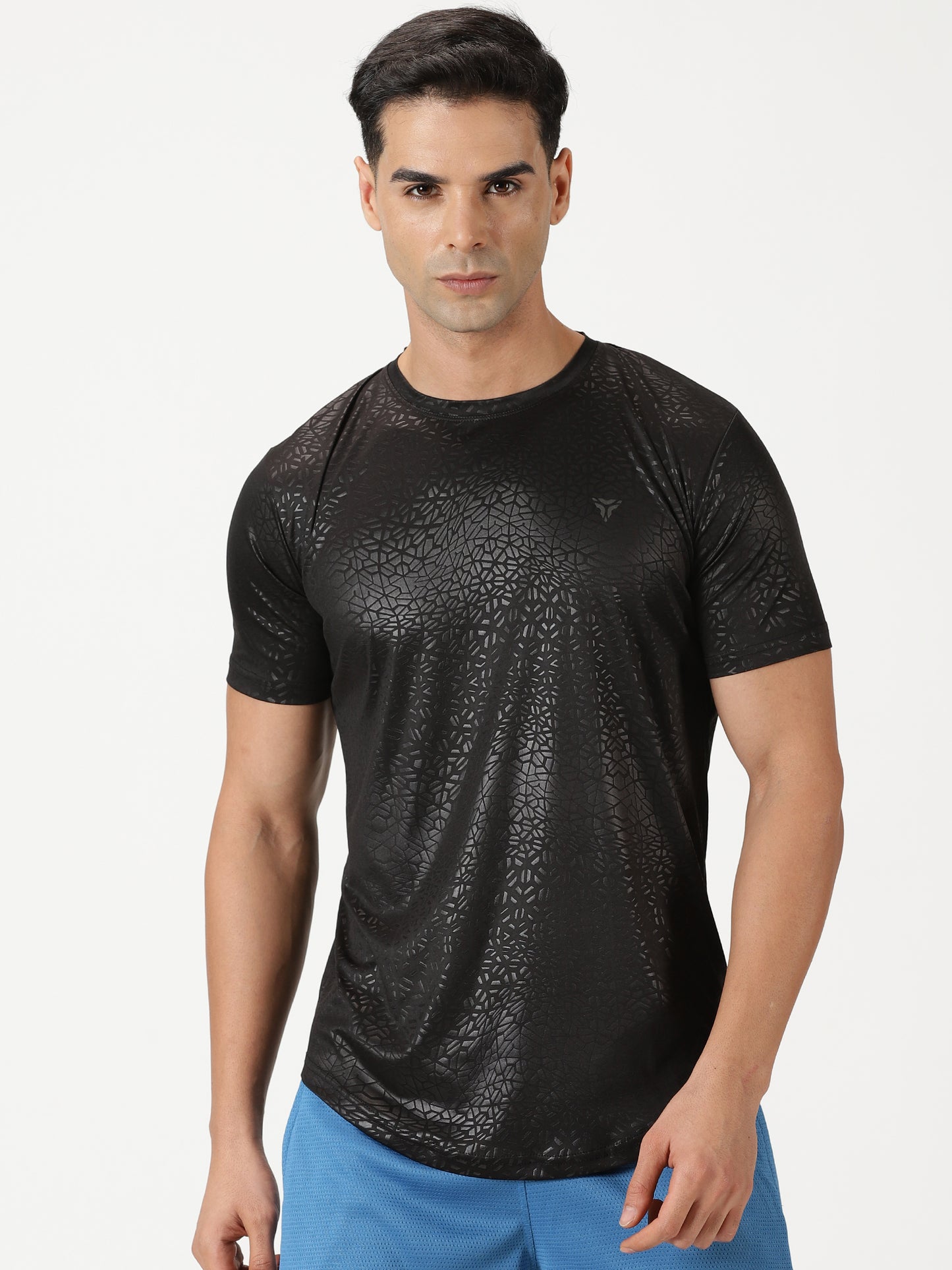 Abstract Embossed T-shirt - Black