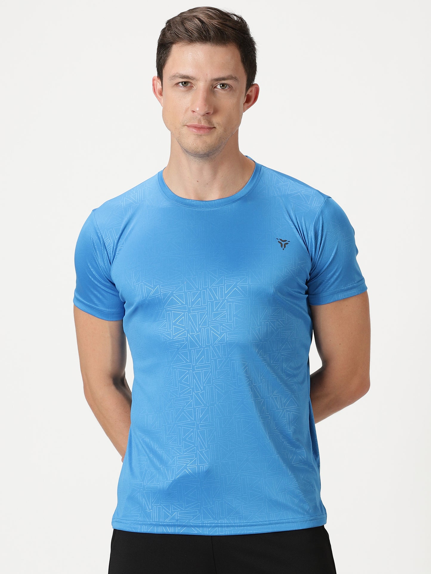 Geometric Embossed T-shirt-Blue