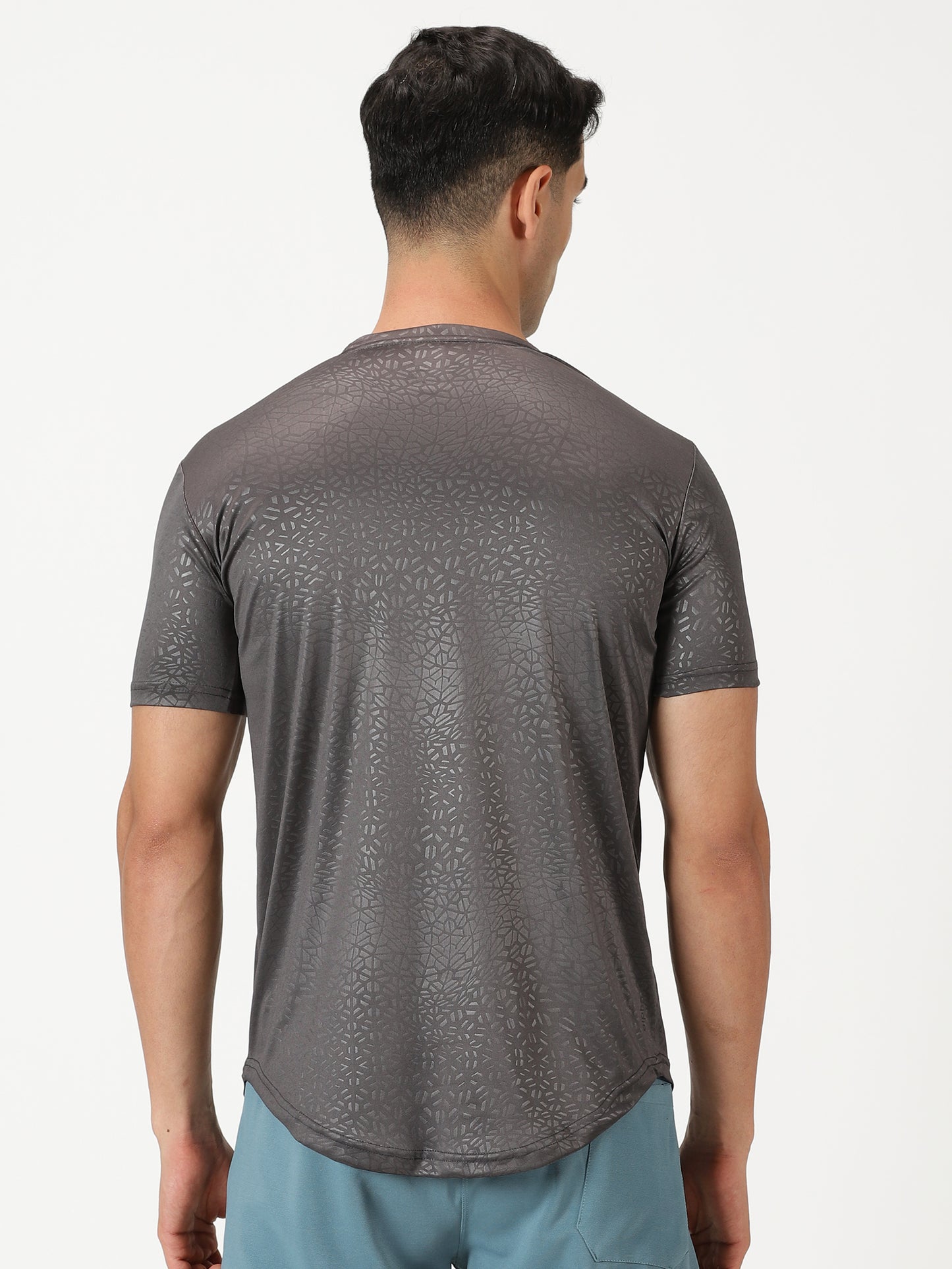 Abstract Embossed T-shirt - Dark Grey