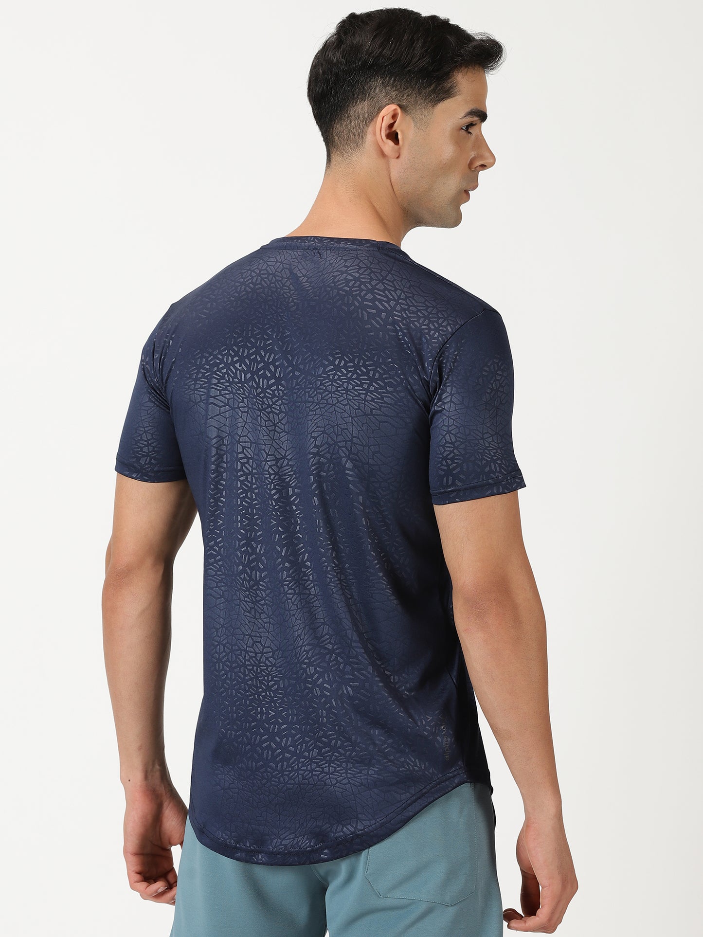 Abstract Embossed T-shirt - Navy