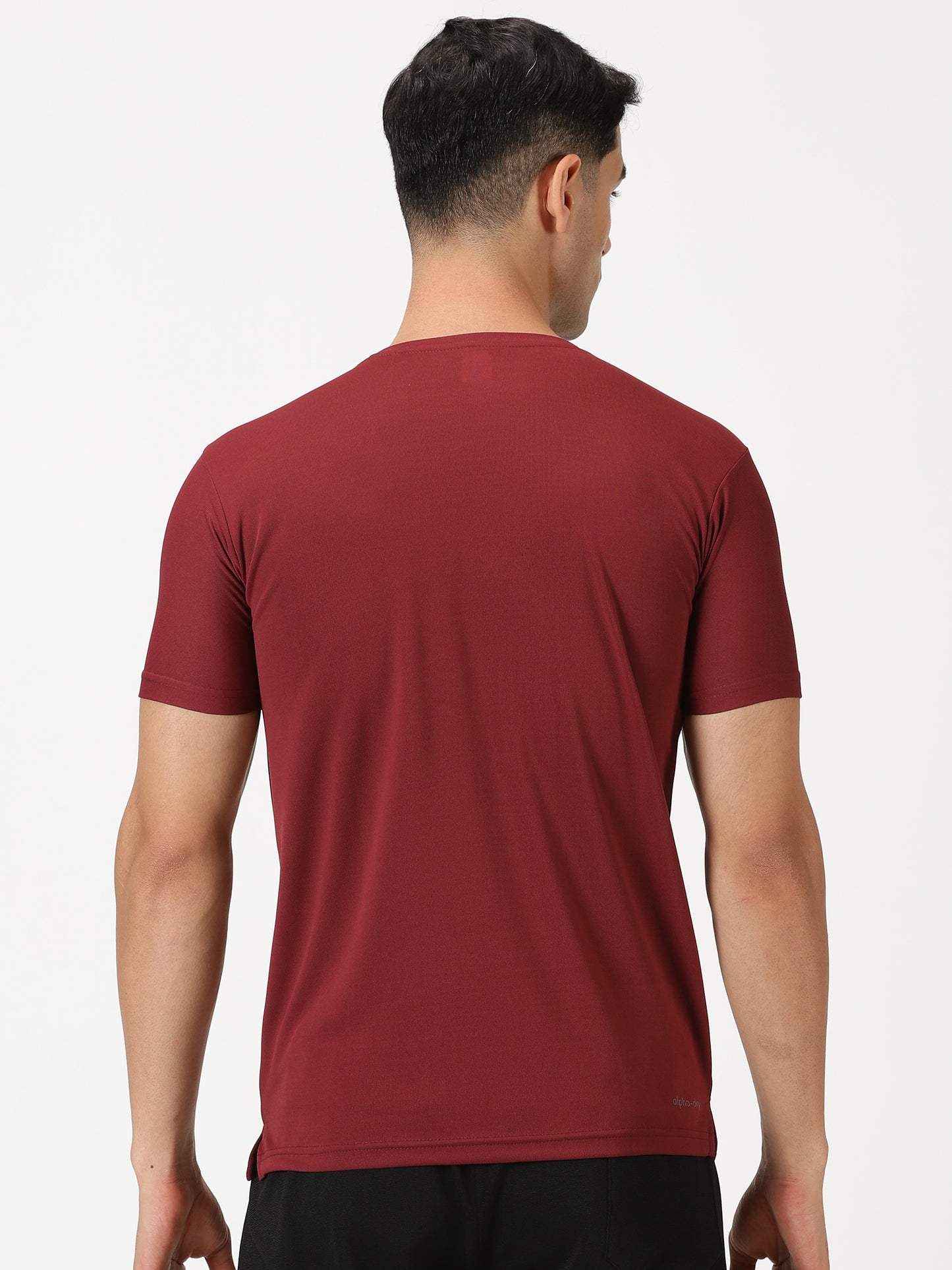 Dot Knit T-shirt with Reflective Wolf Print- Maroon