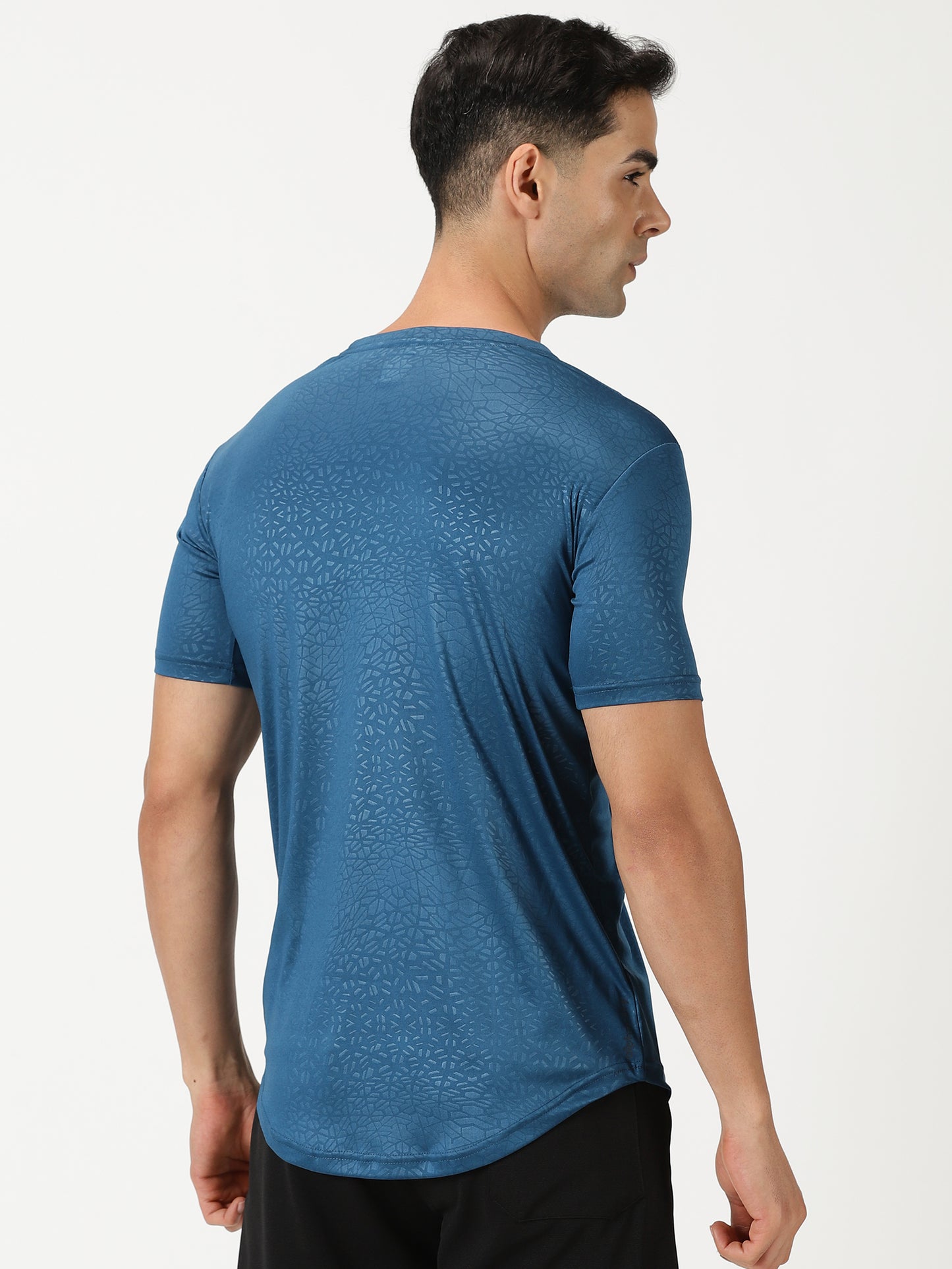 Abstract Embossed T-shirt - Pacific Blue