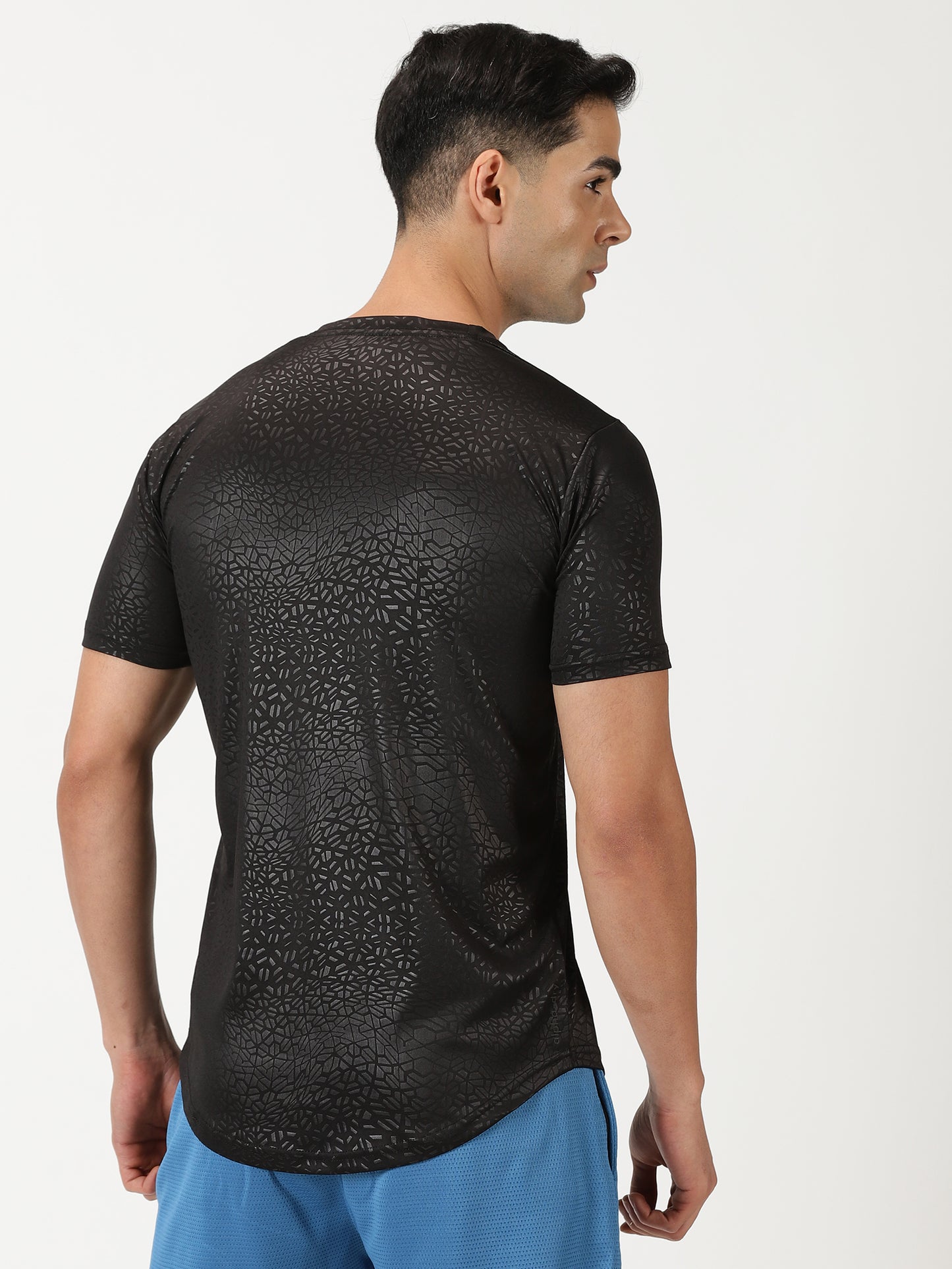 Abstract Embossed T-shirt - Black