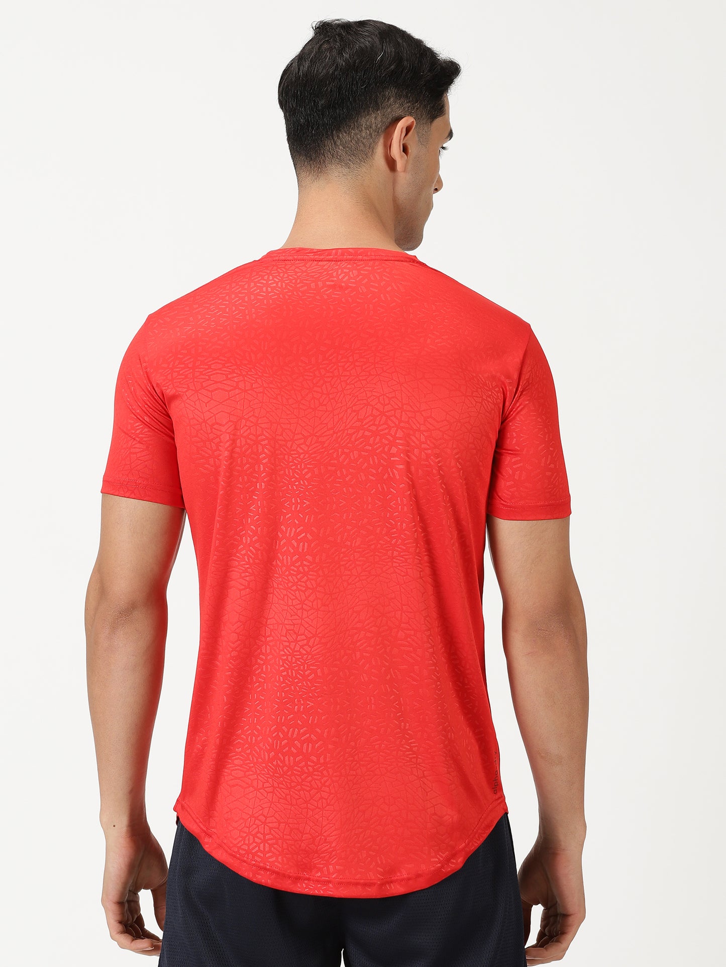 Abstract Embossed T-shirt - Red