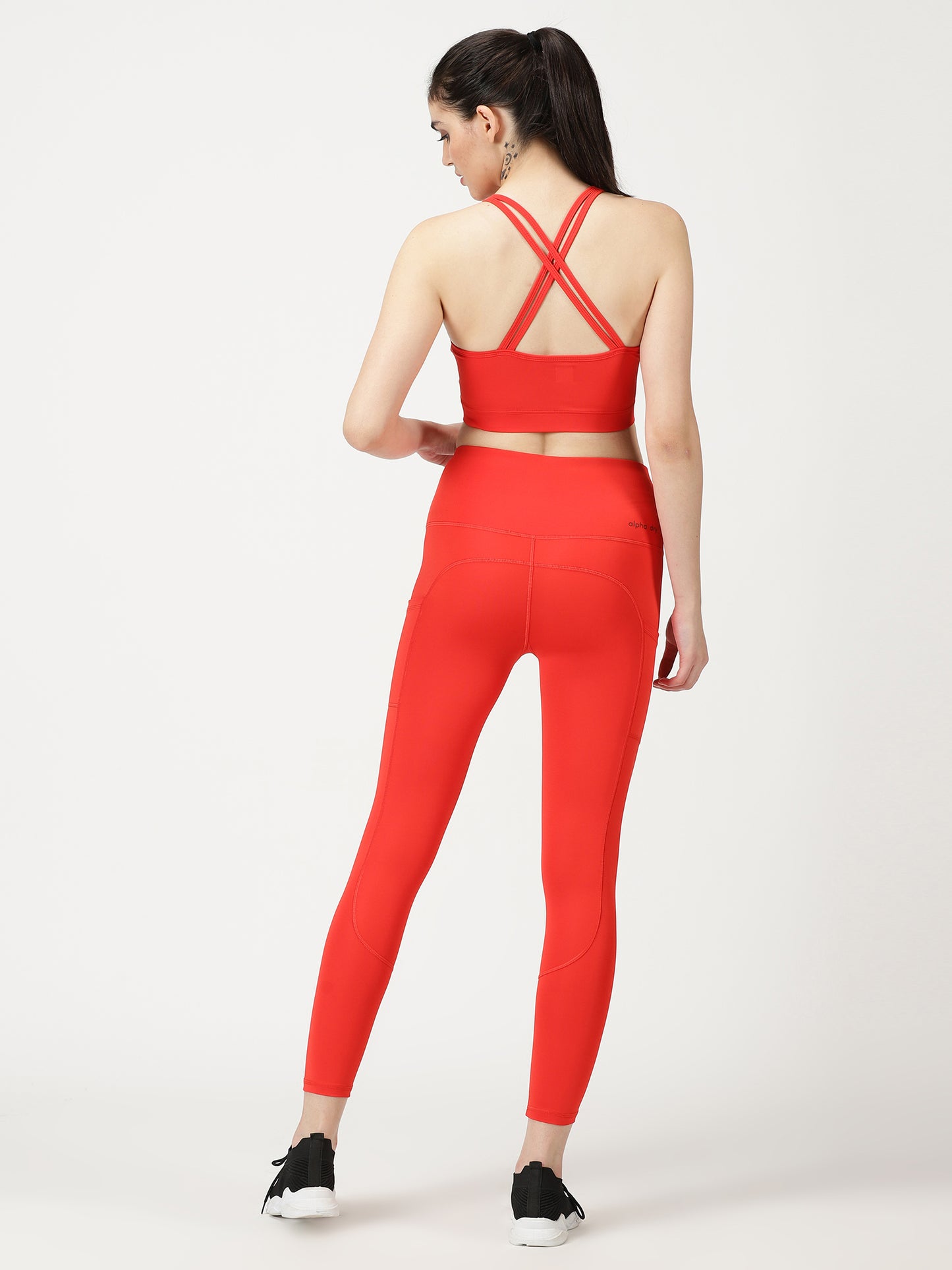 Fiery Red Co-ord Set- High Waist Leggings and Sports Bra