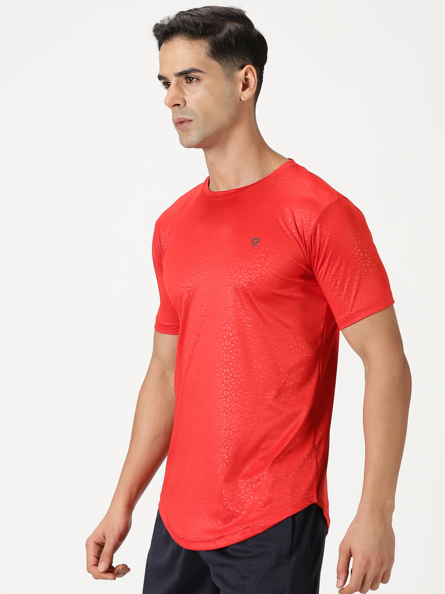 Abstract Embossed T-shirt - Red