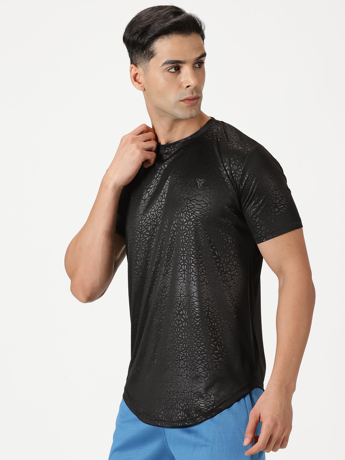 Abstract Embossed T-shirt - Black