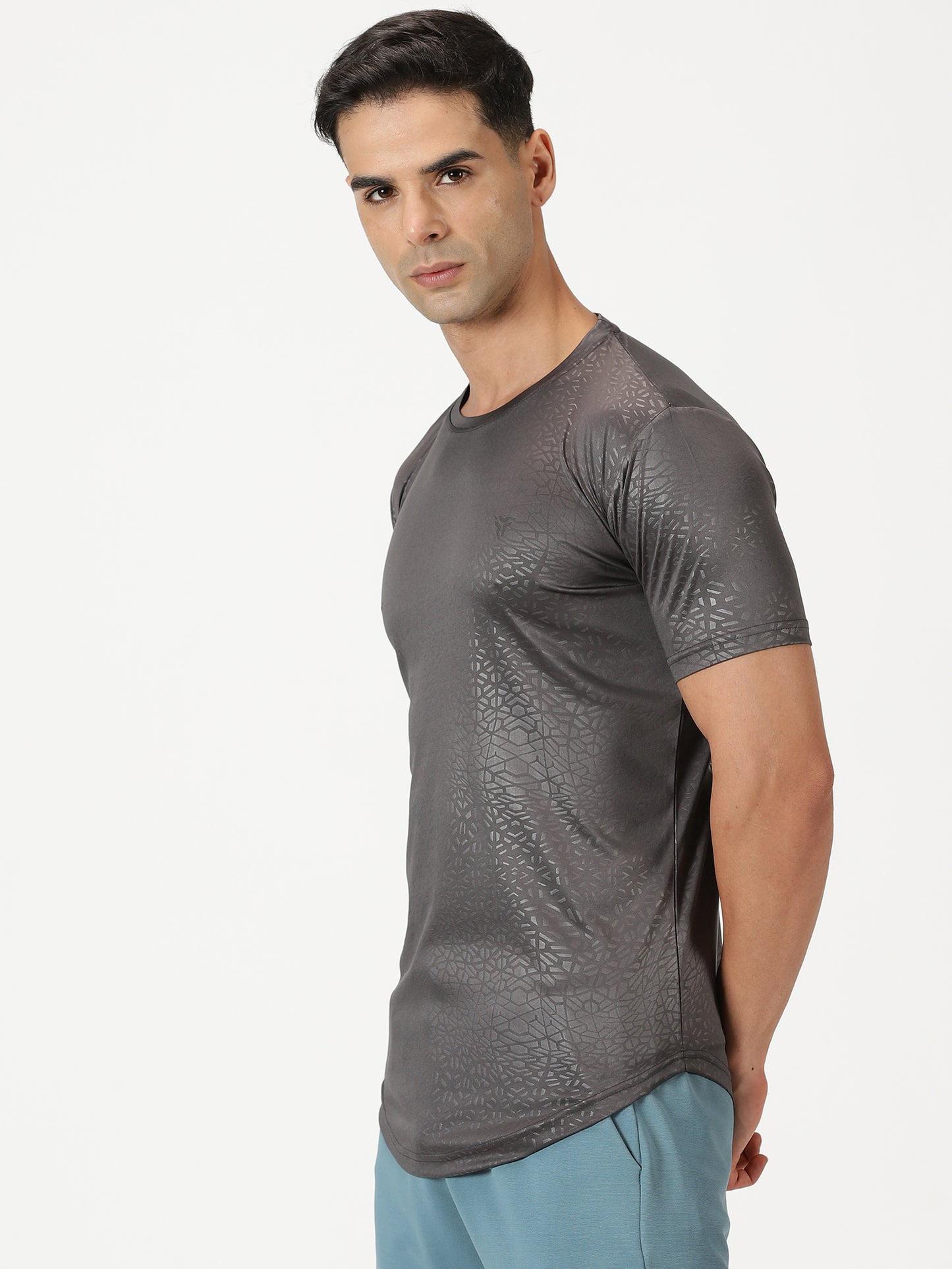 Abstract Embossed T-shirt - Dark Grey