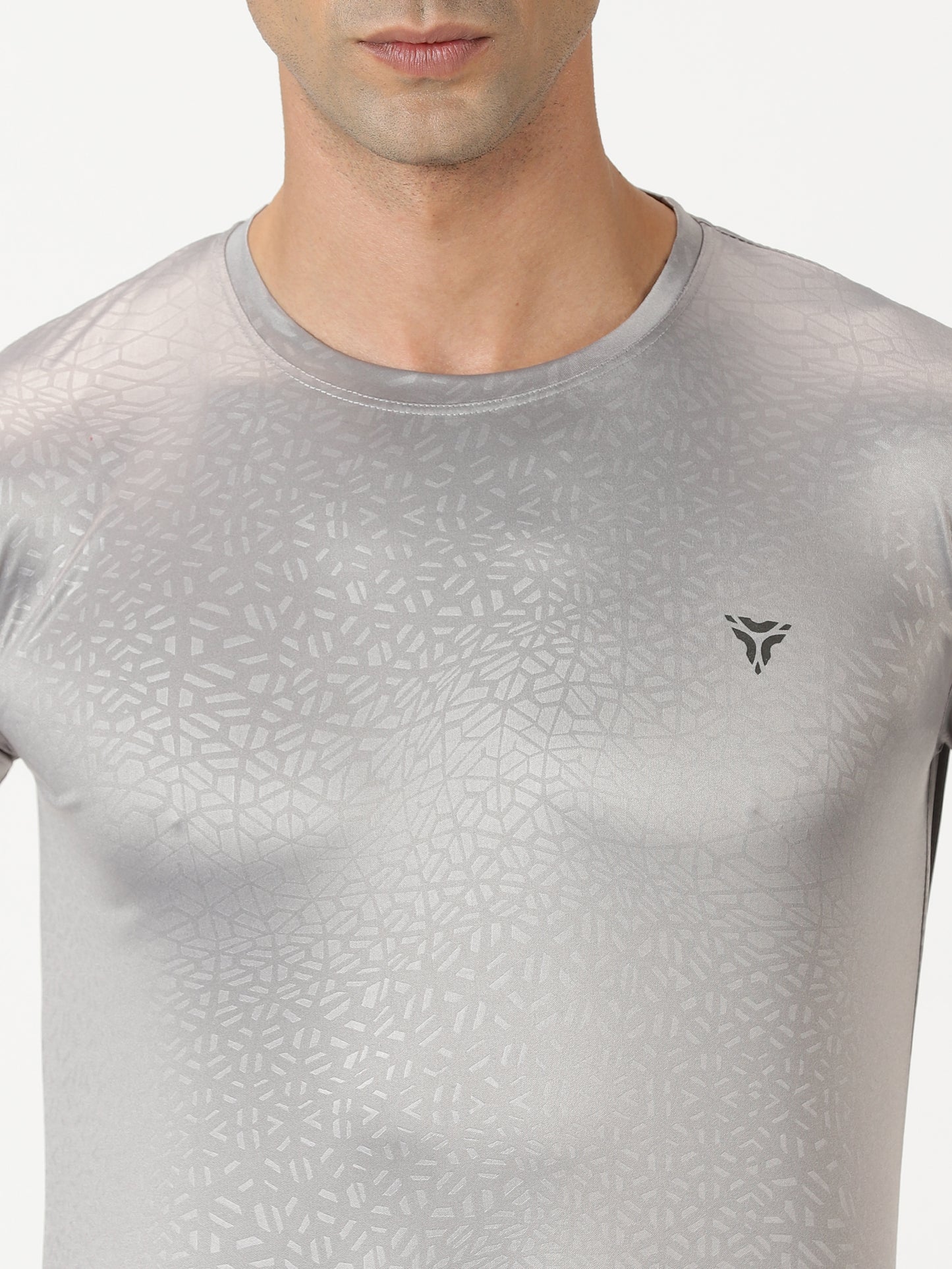 Abstract Embossed T-shirt - Light Grey