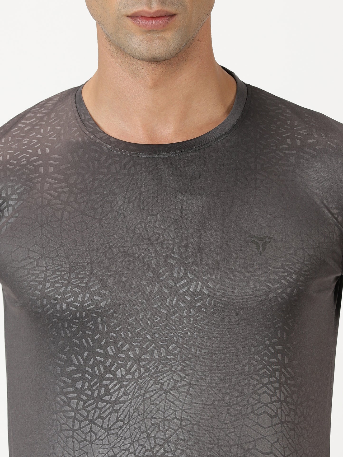 Abstract Embossed T-shirt - Dark Grey