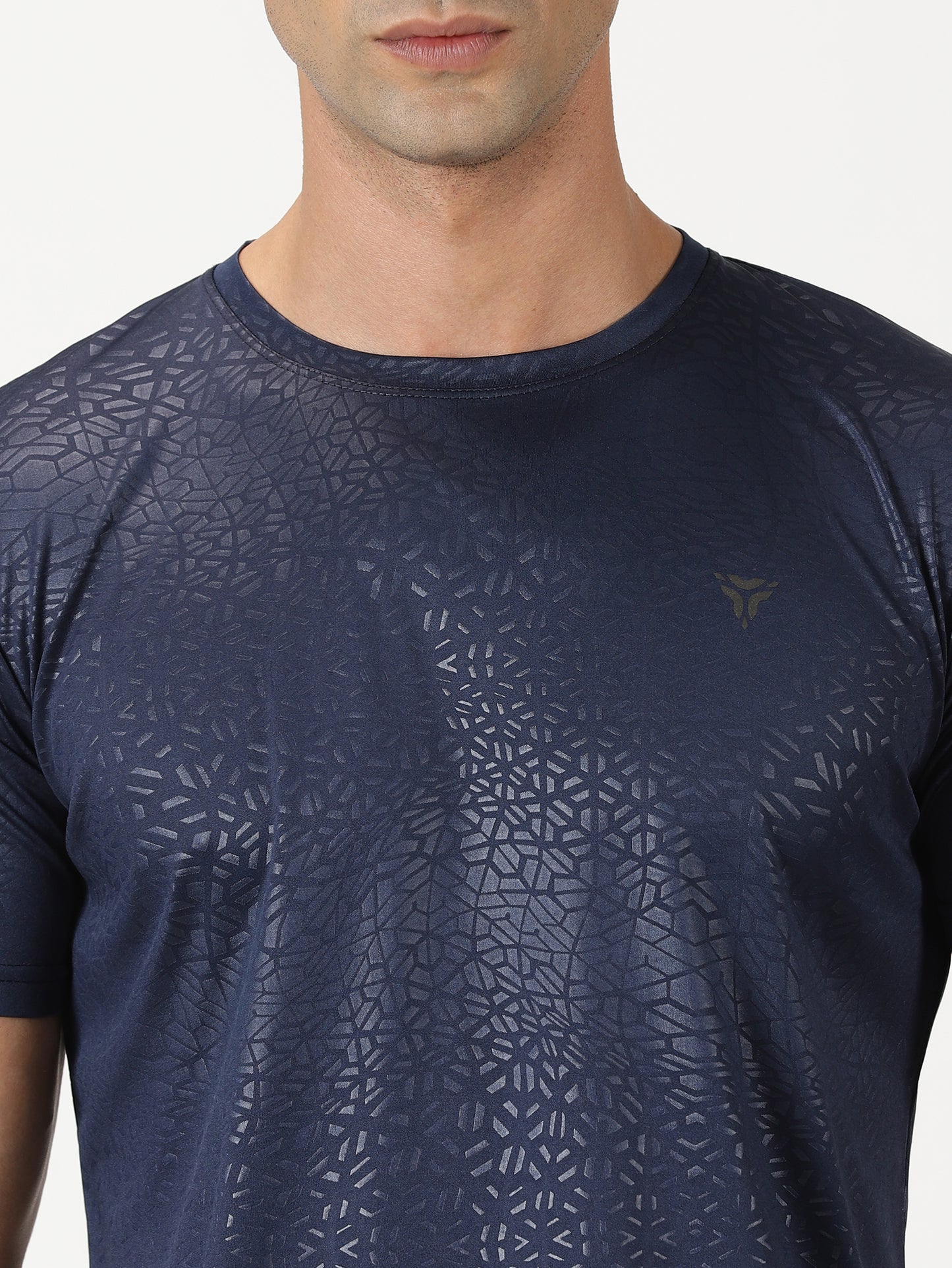 Abstract Embossed T-shirt - Navy