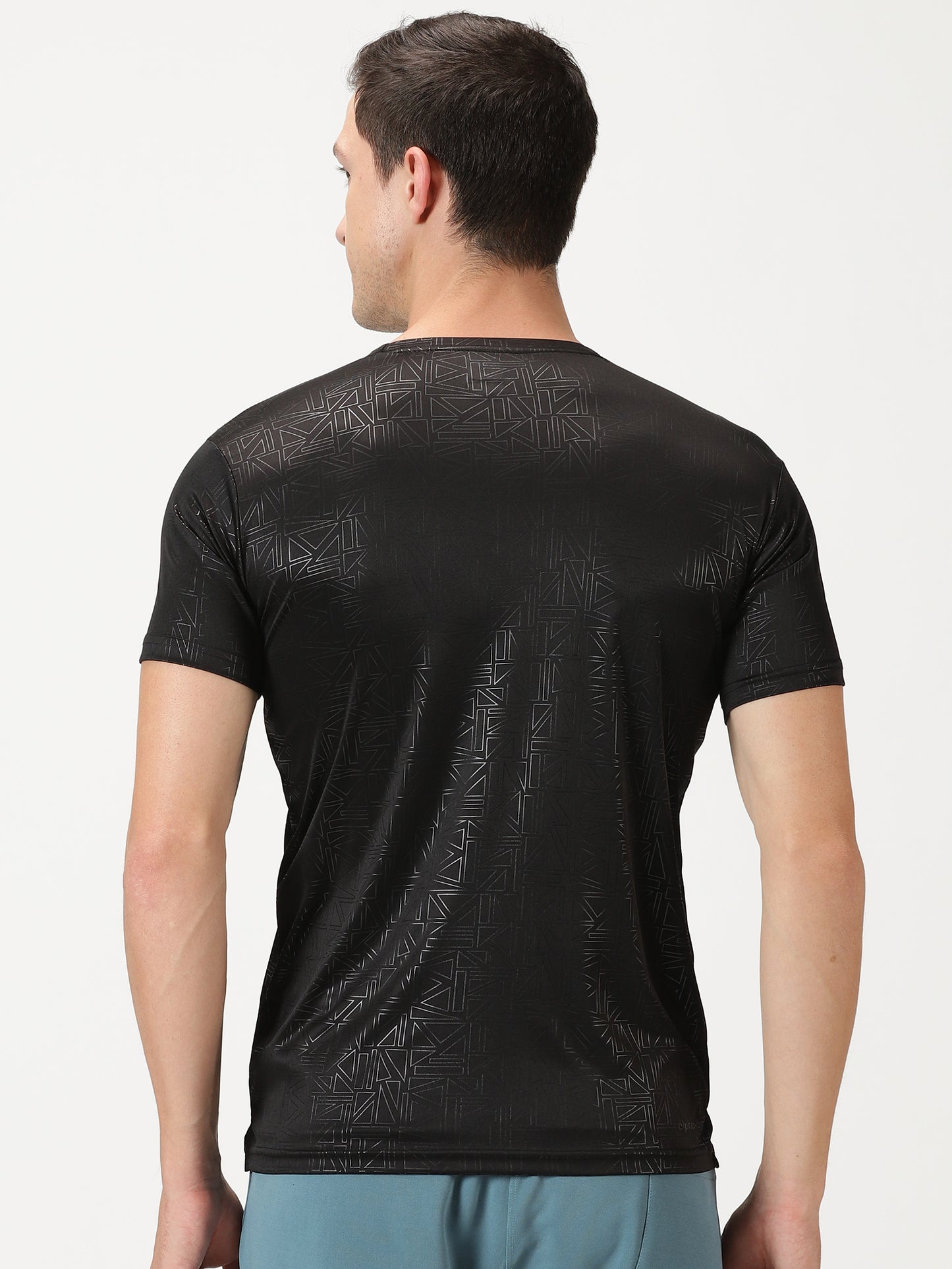 Geometric Embossed T-shirt- Black