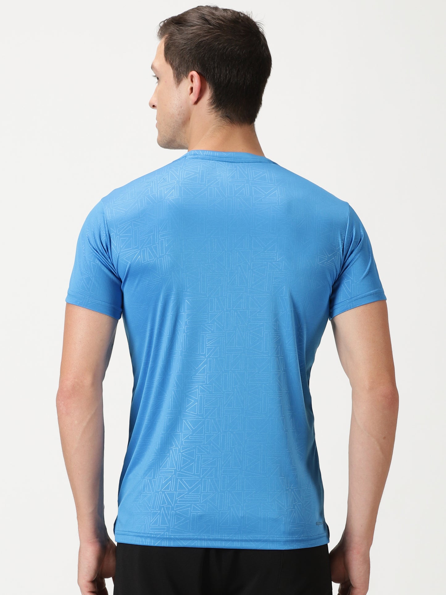 Geometric Embossed T-shirt-Blue