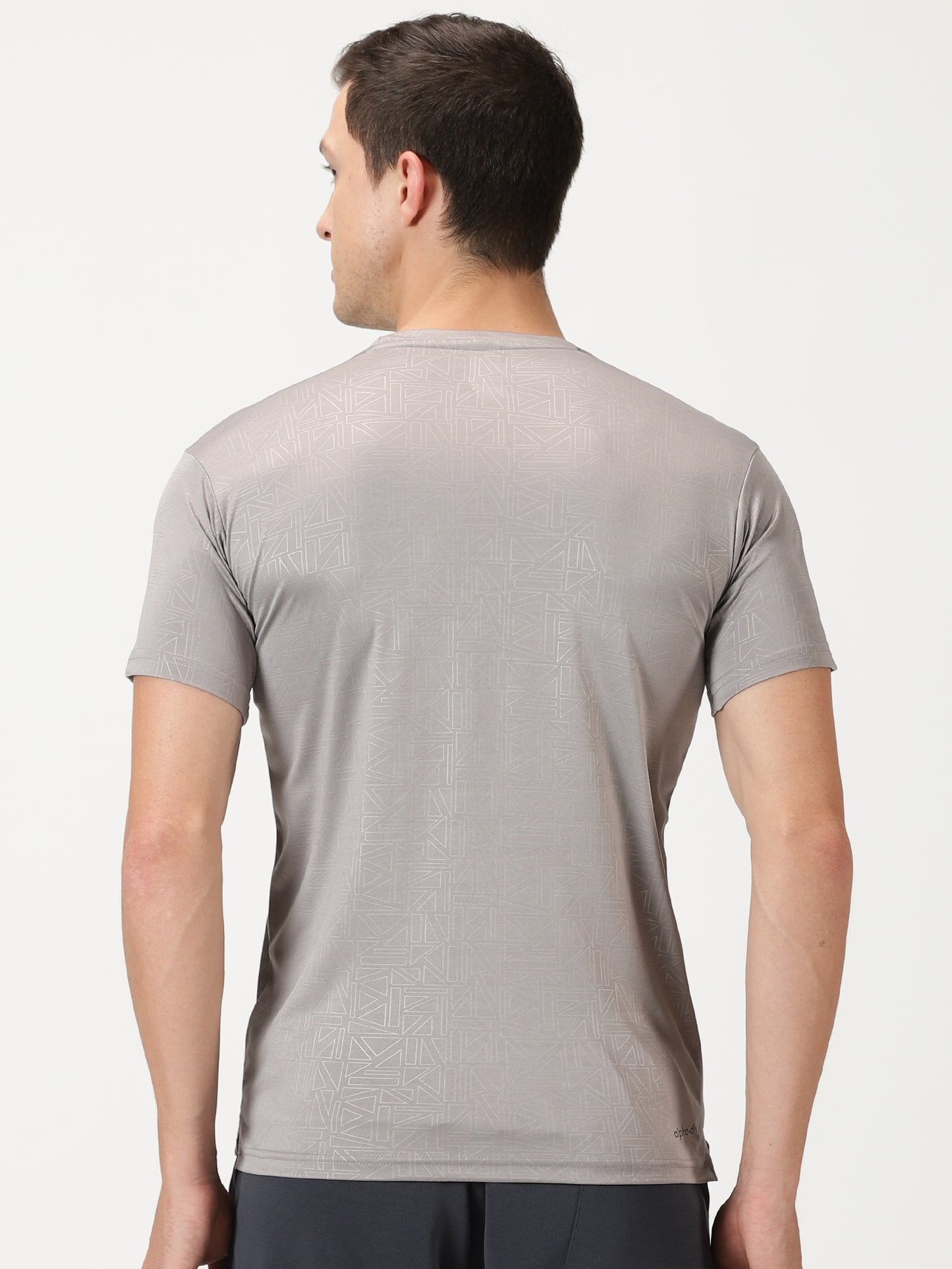 Geometric Embossed T-shirt- Light Grey