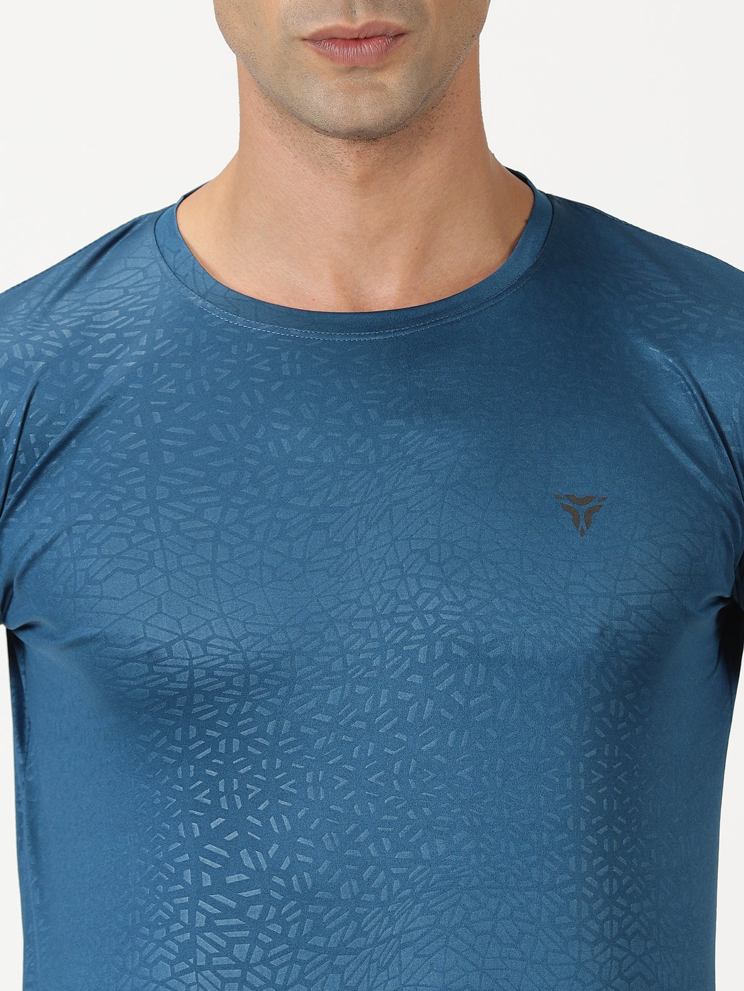 Abstract Embossed T-shirt - Pacific Blue