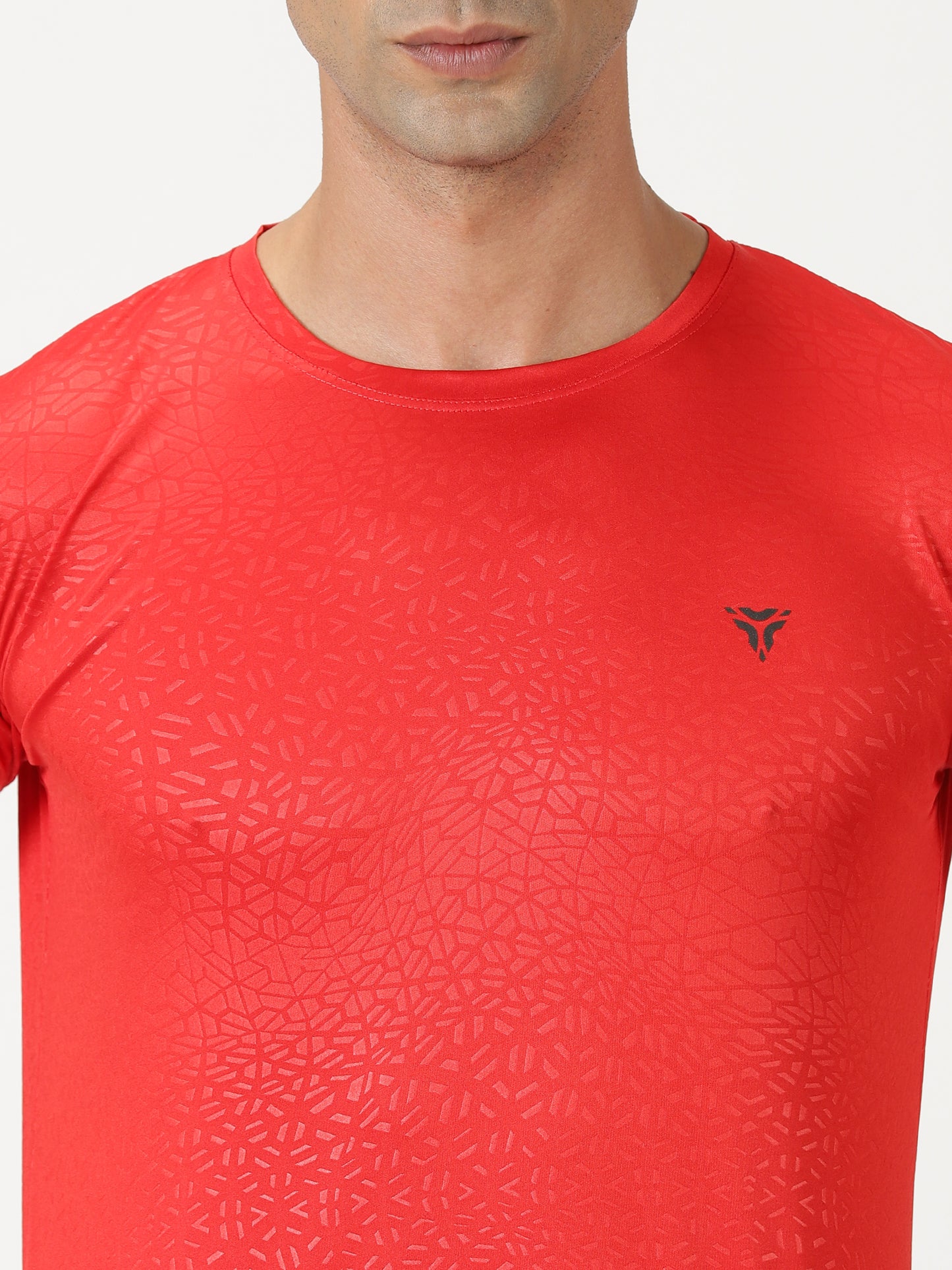 Abstract Embossed T-shirt - Red