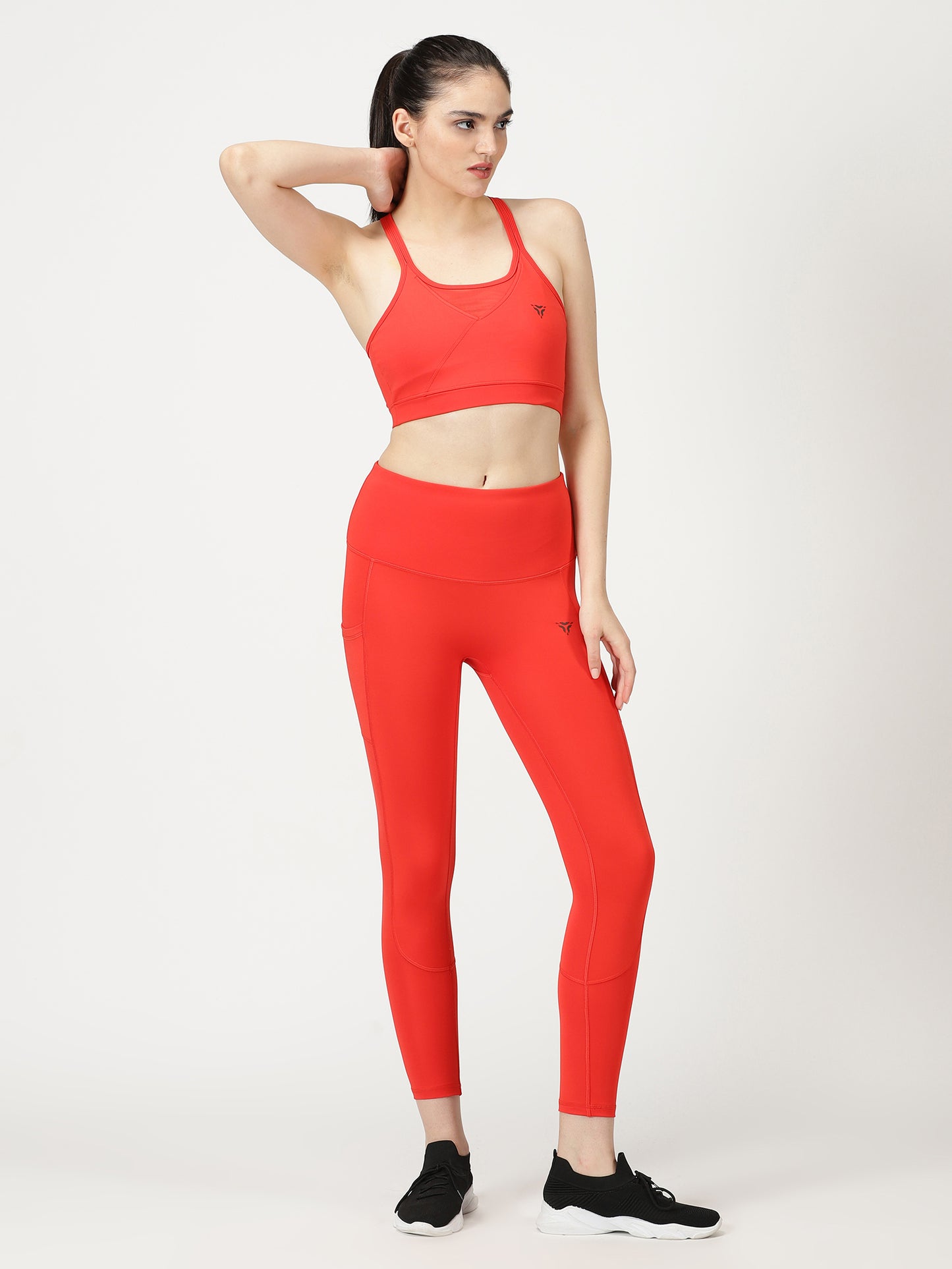 Fiery Red Co-ord Set- High Waist Leggings and Sports Bra