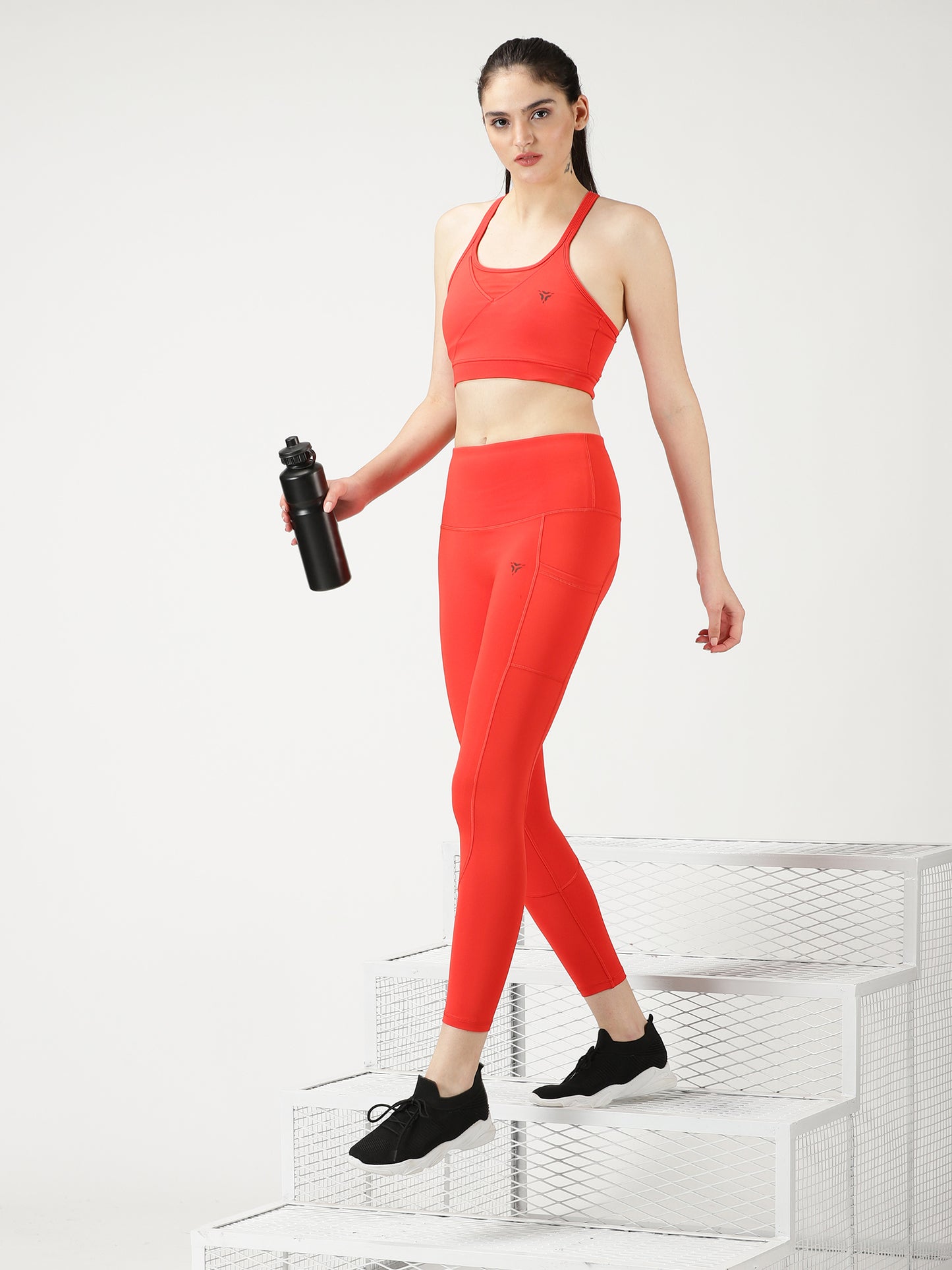 Fiery Red Co-ord Set- High Waist Leggings and Sports Bra