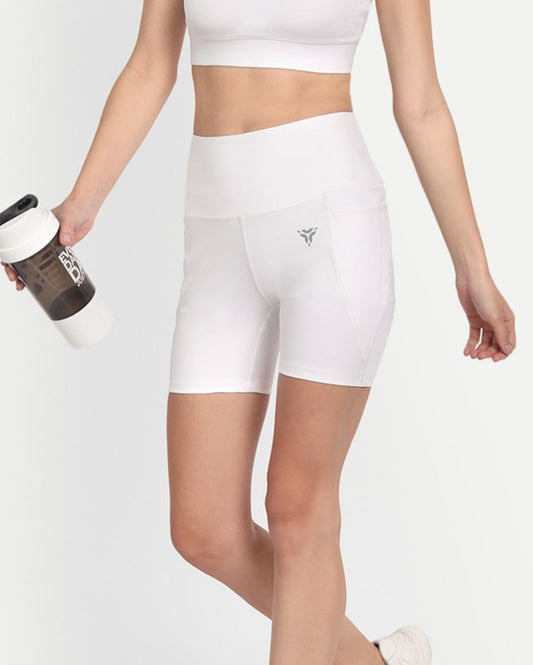 Bluite biker shorts for women- Winter White