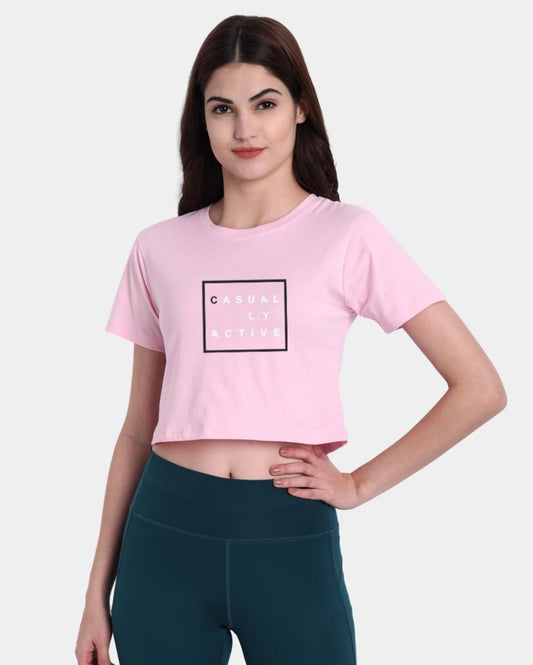 Casually Active Pink Cotton Crop Top