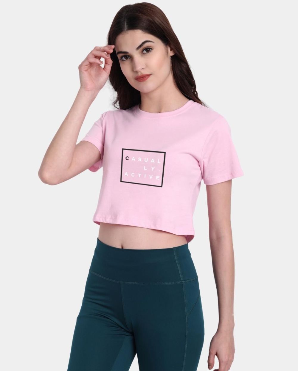 Casually Active Pink Cotton Crop Top