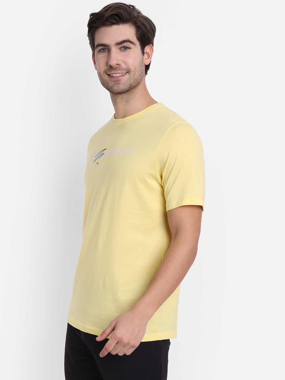 Cotton Yellow Mamba Mentality T-Shirt for Men