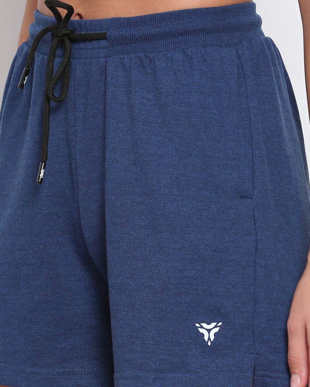 Women's Cotton Athleisure Shorts- Navy Melange