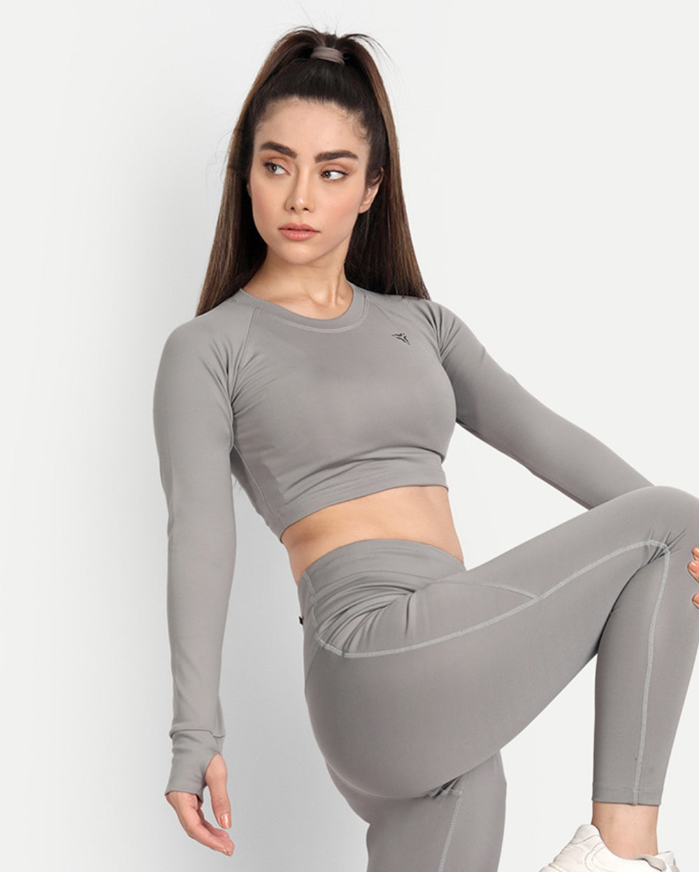 Workout Crop Top- Cloud Grey