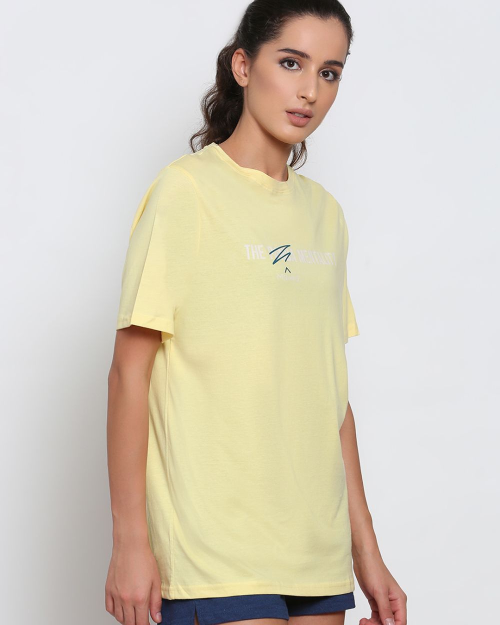 Cotton Yellow Mamba Mentality T-Shirt for Women