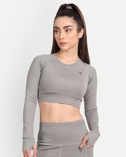 Workout Crop Top- Cloud Grey