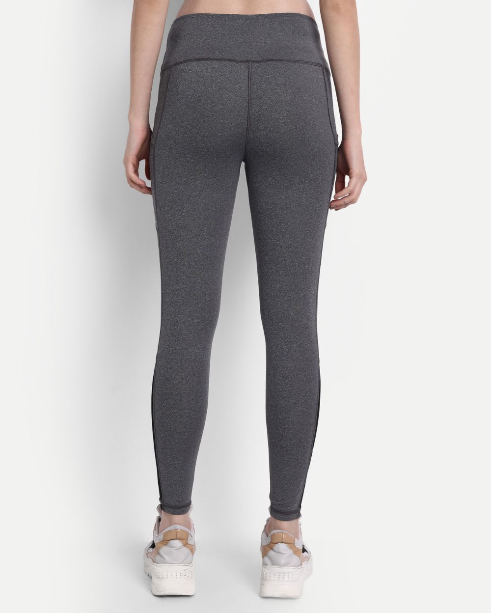 Grey Mélange Style Leggings with Mesh inserts