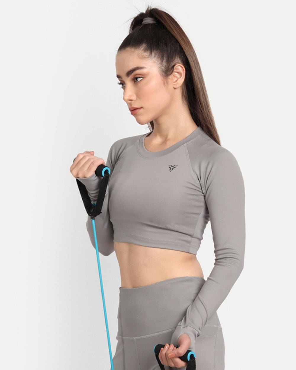 Workout Crop Top- Cloud Grey