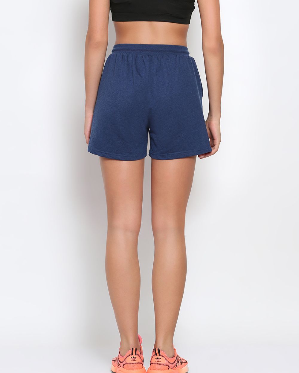 Women's Cotton Athleisure Shorts- Navy Melange