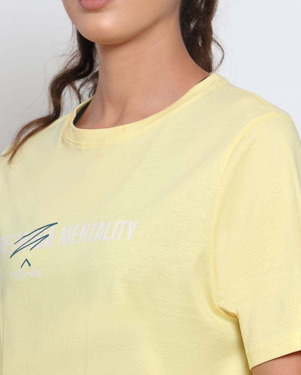 Cotton Yellow Mamba Mentality T-Shirt for Women