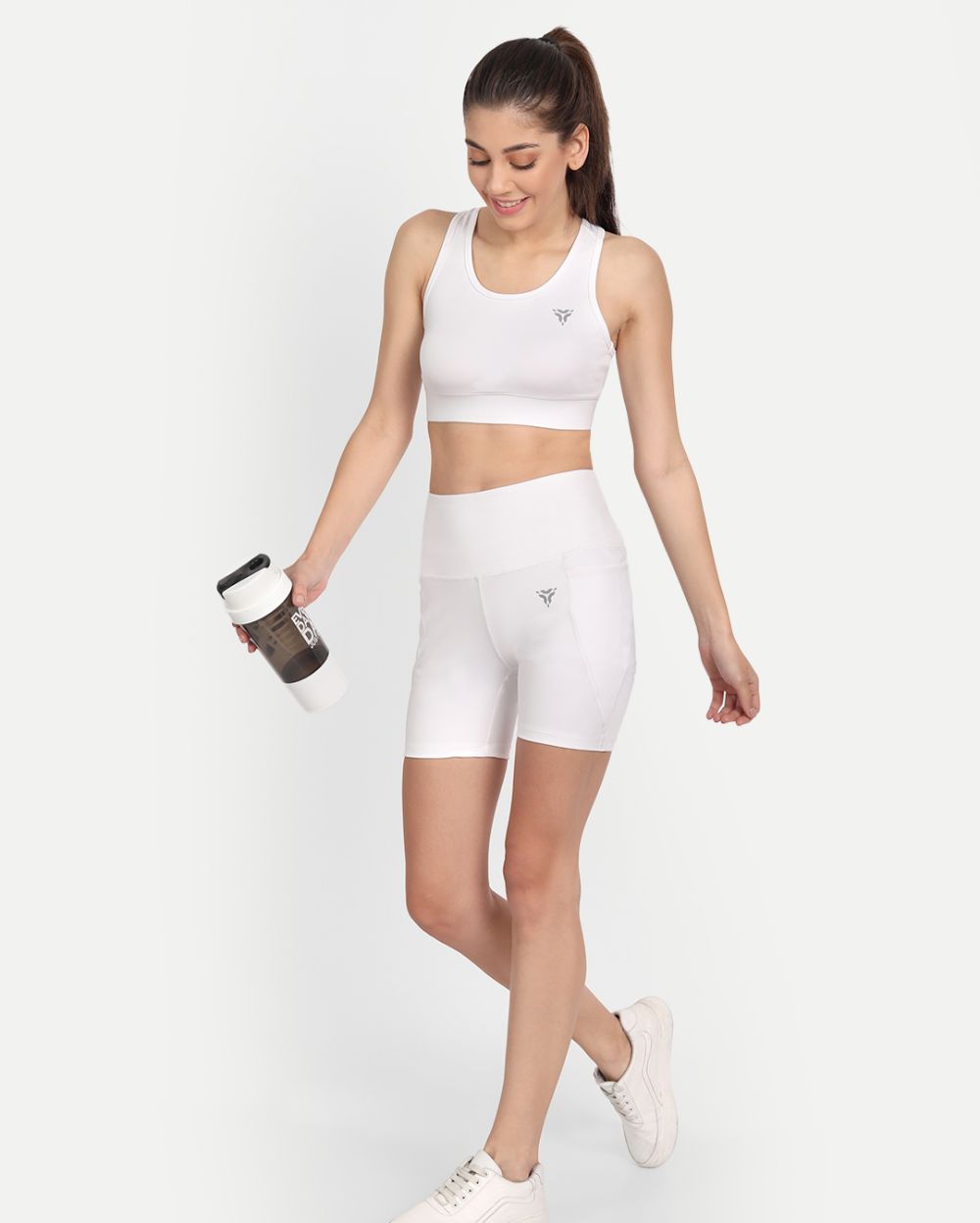 Bluite biker shorts for women- Winter White